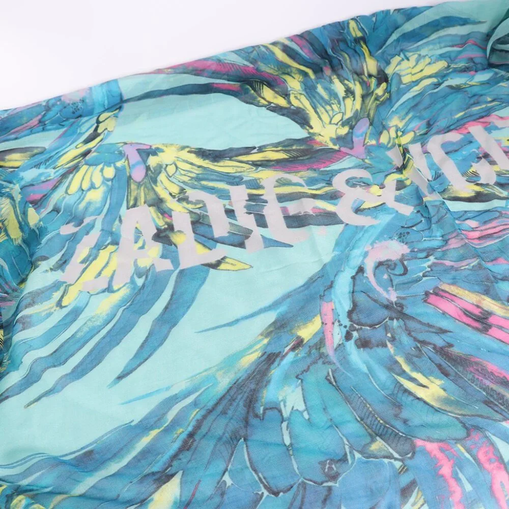 NWT - Zadig & Voltaire Merry Wing Scarf Scarf BLUE MIX SHAF0809F✨ - Picture 3 of 7